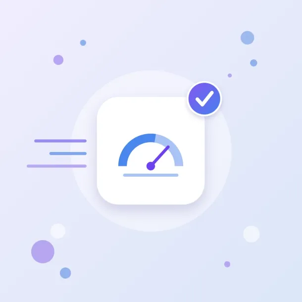 Website speed and Core Web Vitals icon: a speedometer, faster page loading